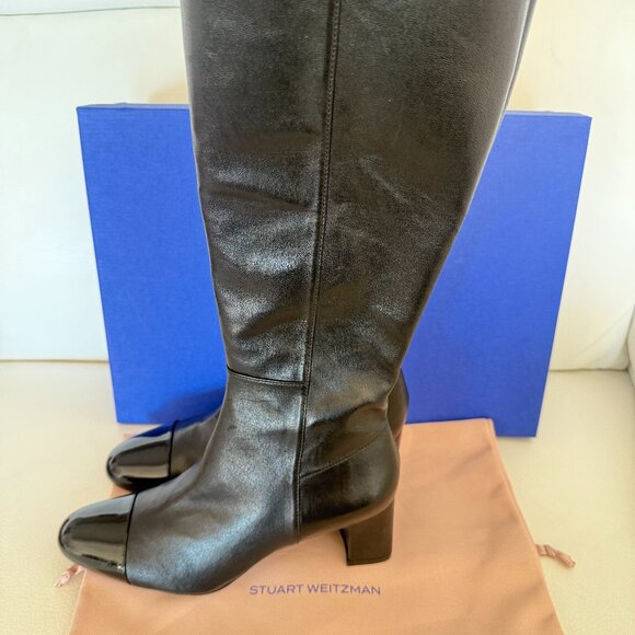 NEW STUART WEITZMAN Milla Cap Toe Knee High Boots BLACK LEATHER 9.5 B $850 - Picture 8 of 8